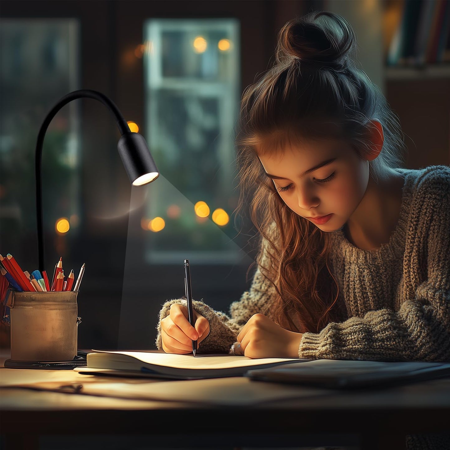 DAMI LED Reading Light for Bed Headboard – Dimmable Clip-On Book Light with Flexible Gooseneck, Adjustable Color Temperature (3000/4000/6000K), USB-Powered Desk Lamp for Dorms and Home