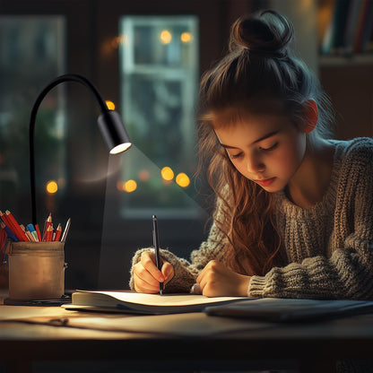 DAMI LED Reading Light for Bed Headboard – Dimmable Clip-On Book Light with Flexible Gooseneck, Adjustable Color Temperature (3000/4000/6000K), USB-Powered Desk Lamp for Dorms and Home
