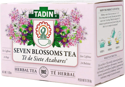 Tadin Tea Seven Blossoms Tea with Linden Flowers Valerian Root, Caffeine - Free, 24 Count (Pack of 3)