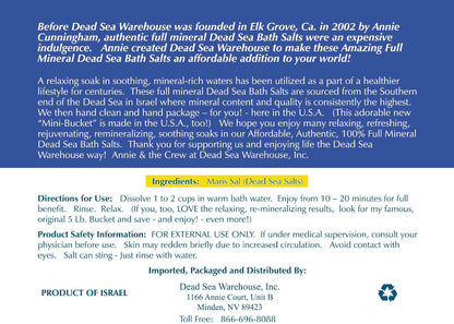 Dead Sea Warehouse-Amazing Minerals Dead Sea Bath Salts,100% Full Mineral Therapeutic Bath Salts, Detoxifying & Moisturizing, Exfoliating for Dry Skin, Unscented(5 lbs)