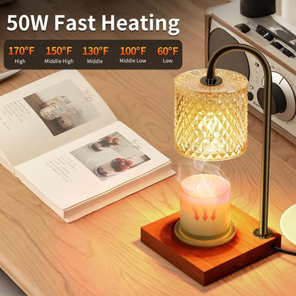 TigQiang Candle Warmer Lamp with Timer Dimmer, Birthday Gifts for Women Mom, House Warming Gifts, Elegant New Home Decor, Wax Warmer for Jar Candles, Heater Lamp for Scented Wax, Amber Glass