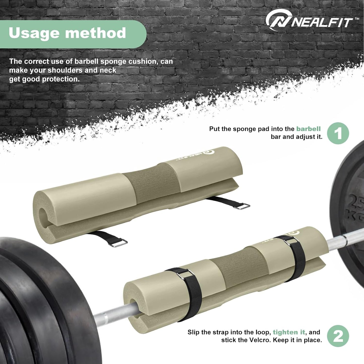 NEALFIT Barbell Pad Squat Pad for Squats—Squat Bar Pad—Great for Weightlifting,Lunges and Hip Thrusts—Foam Sponge Pad—Fit Standard and Olympic Bars Perfectly