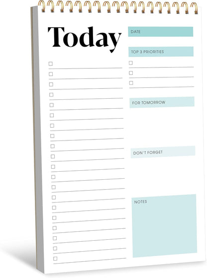 2 To Do List Notepads, Daily Planner Notebook with Tear-off Design, Undated Writing Organizer for Daily Tasks and Goal, Coiled Task Track Checklist Productivity Pad for Office, Classroom, Home, School