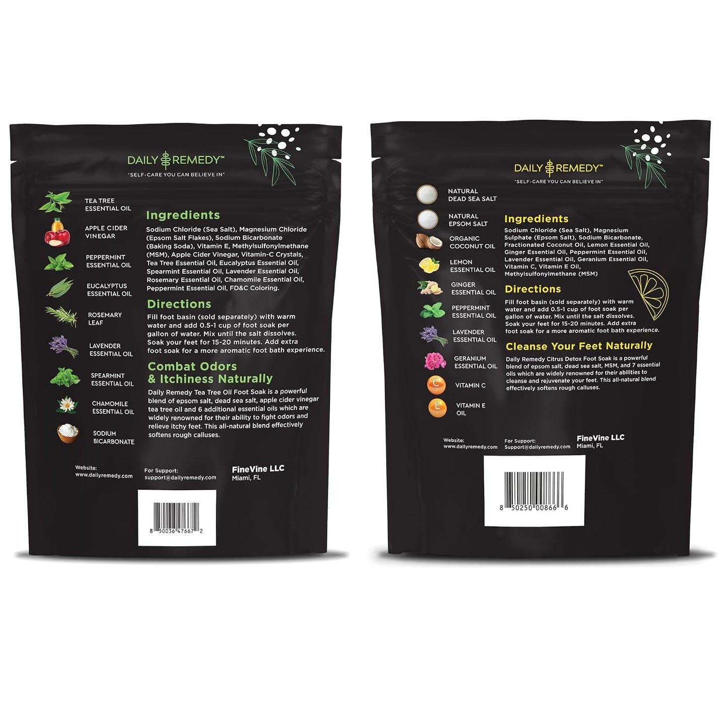 DAILY REMEDY Foot Soak Salts- Variety Pack of 4- Tea Tree Oil, Muscle Relief, Calming Lavender & Citrus Soak- For Foot Pain, Soreness, Athlete’s Foot, Odors, Calluses-Made In USA | Tea Tree Oil