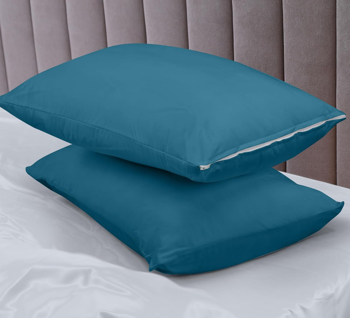 Utopia Bedding Premium 100% Waterproof Pillow Protectors with Zipper Standard Size (Set of 4), Bed Bug and Dust Mite Proof Zippered Pillow Covers, Pillow Encasement Cases, Gray