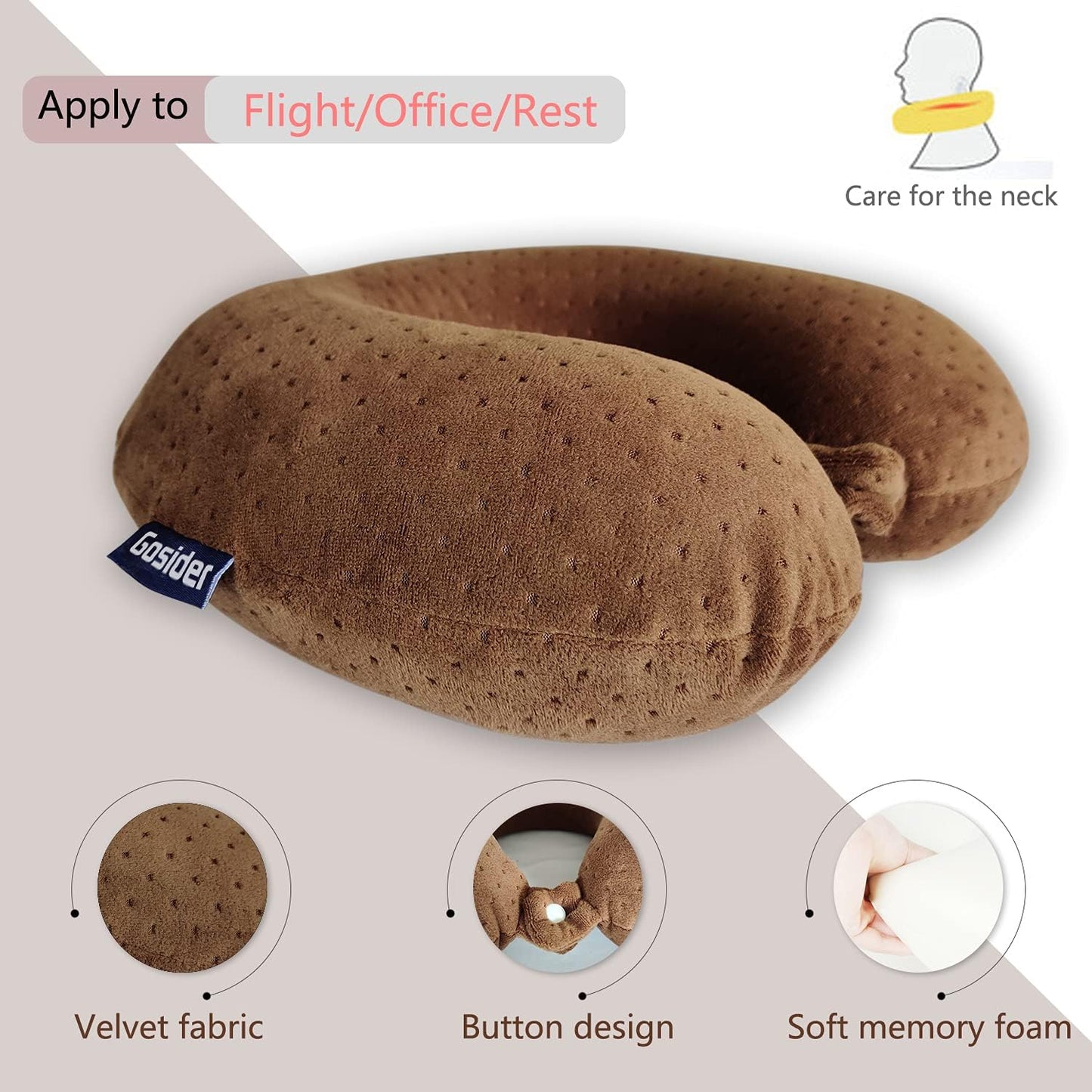 Neck Pillows for Sleeping Travel Pink Travel Pillow Comfortable U Shape Memory Foam Pillows Neck and Head Support Portable Travel Neck Pillow Suitable for Planes, Trains, Self-Driving Cars