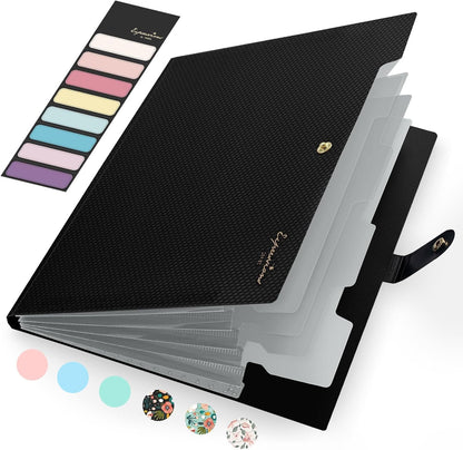 Sooez Accordion File Organizer 8 Pocket, Expanding File Folder with Labels