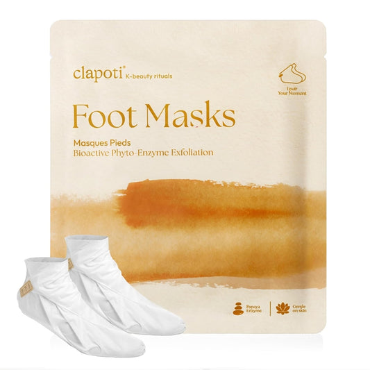 Clapoti Korean Enzyme Exfoliating Foot Masks, 1 Pack — Smoother Feet in One Use, Gentle Non-Peeling, 99% Natural Papaya & Pineapple, Vegan, for Rough Cracked Feet