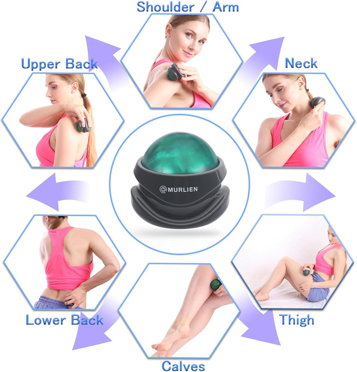 Massage Roller Ball, Tight and Sore Muscles Relief, Manual Massager, Alleviating Shoulder, Arms, Back, Legs, Calves or Muscle Tension