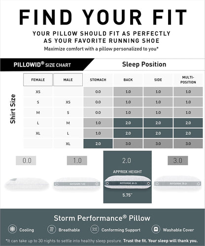 Bedgear Storm Performance Pillow, 1.0 Cooling Pillow for Side Sleepers, Medium Firm Support, Ver-Tex Cooling Cover, Air-X Mesh, Washable