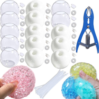 15pcs DIY Stress Ball Kit – Blank Skins with Air Pump & Expander Tool for Making Pressure Balls, Make Your Own Fidget Pressure Balls (15Transparent)