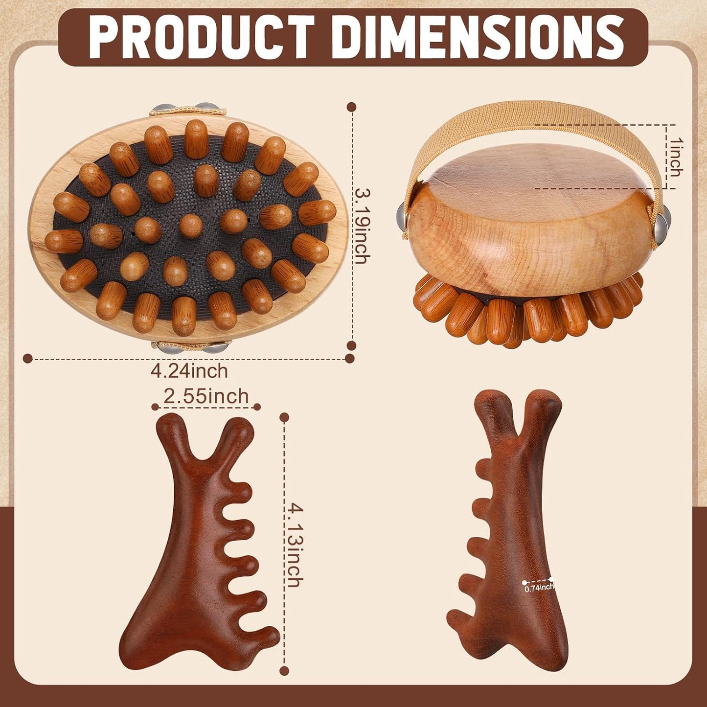 ProSuites 3 Pcs Wooden Head Scalp Massager Comb, Head Massage Tool for Relaxation Hair Gua Sha Comb