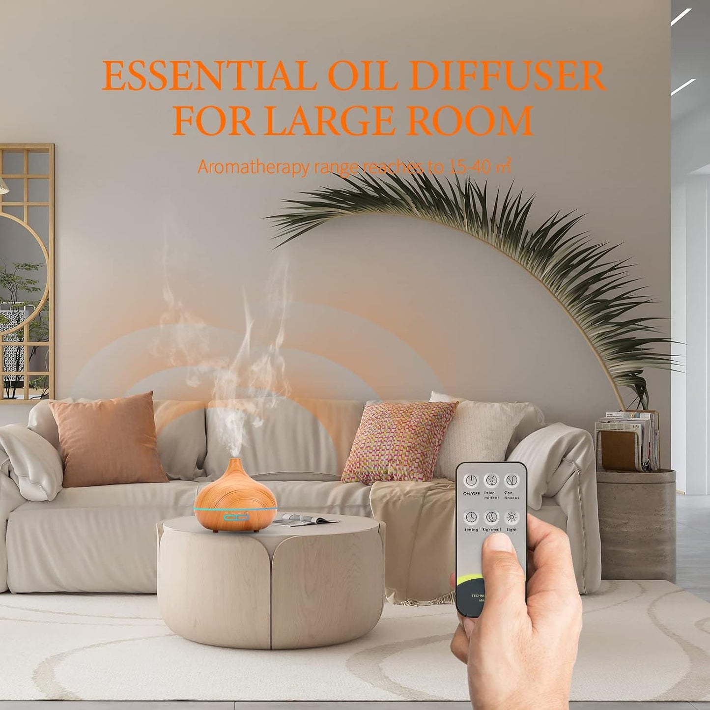 SACATR 550ml Oil Diffuser with 30x5 mL Essential Oils, Ultrasonic Technology, Remote Control for Home Office