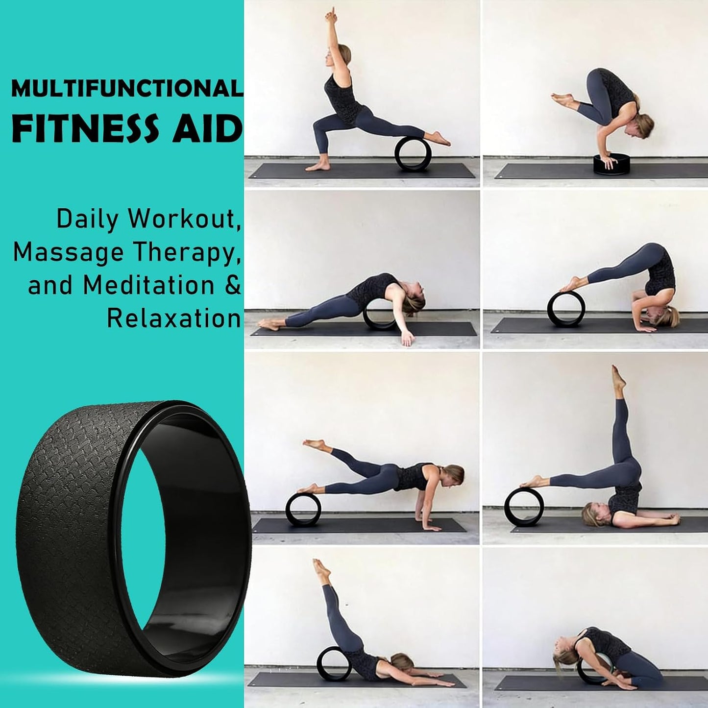 NGT Yoga Wheel 13 inch Yoga Wheel for Back Pain Strongest and Most Comfortable Dharma Yoga Prop Wheel with Free Yoga Bands