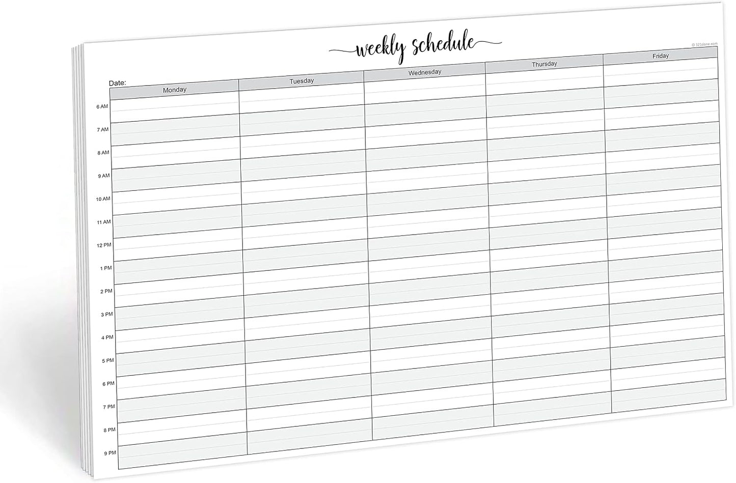 321Done Weekly Schedule Planning Notepad - 50 Sheets 11x17 Size - Mon-Sun Hourly Appointment Productivity Weekly Planner Tear-Off Note Pad, Made in USA