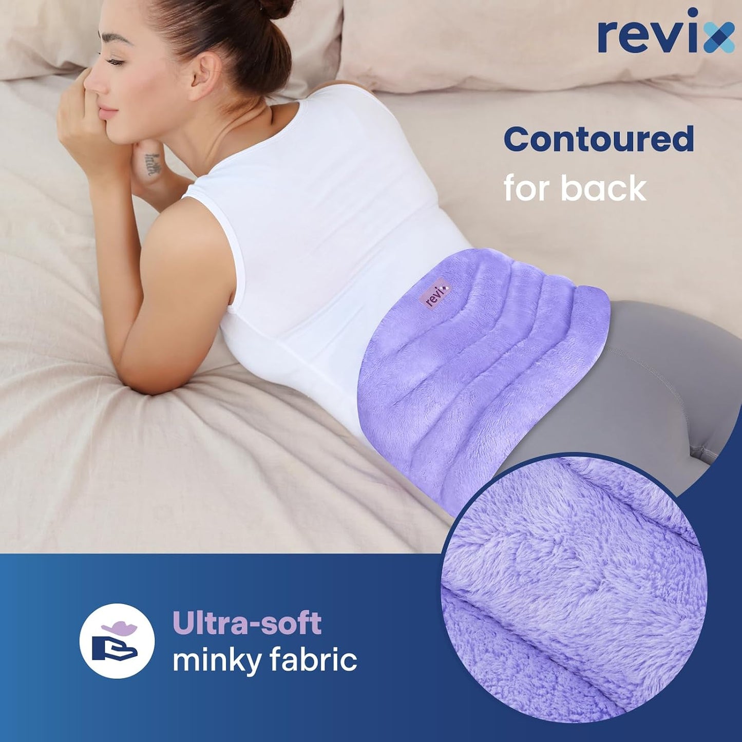REVIX Microwavable Heating Pad for Back, Extra Large Microwave Heating Wrap for Waist, Stomach, and Shoulders, Moist Heat Therapy for Stress Relief, Adjustable, for Men and Women, Navy