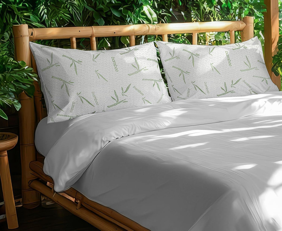 Bamboo Viscose Waterproof Pillow Protectors Queen Size, Pack of 2