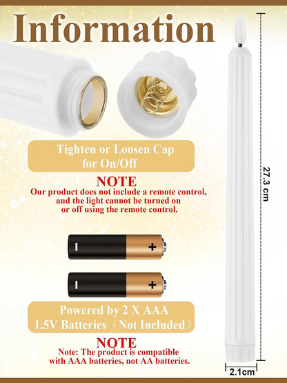 Treela 24 Pcs Flameless Taper Candles Battery Operated Bulk Fake Candles Light LED Candle Sticks Flickering Tapered for Easter Wedding Anniversary Decoration(Basic,11 Inch,Ivory)