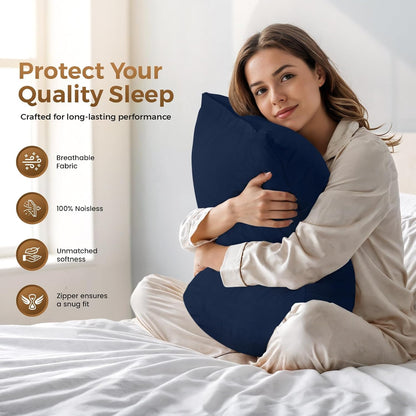 Utopia Bedding 4 Pack Pillow Protectors with Zipper Queen Size, Soft Brushed Microfiber Fabric Pillow Cases, Shrinkage and Fade Resistant Pillow Covers (White)