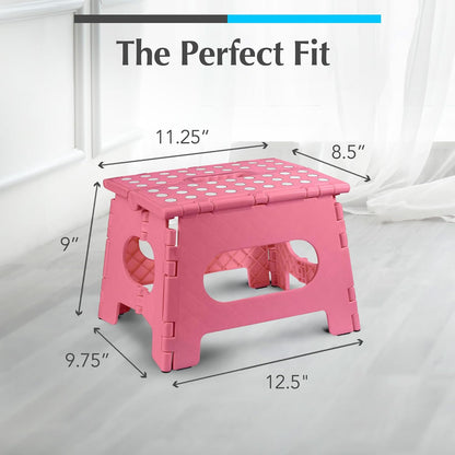Handy Laundry Folding Step Stool - Sturdy Enough Collapsible Stool to Support Adults - Opens Easy with One Flip - Great for Kitchen, Bathroom or Bedroom (Black - 9 Inch)