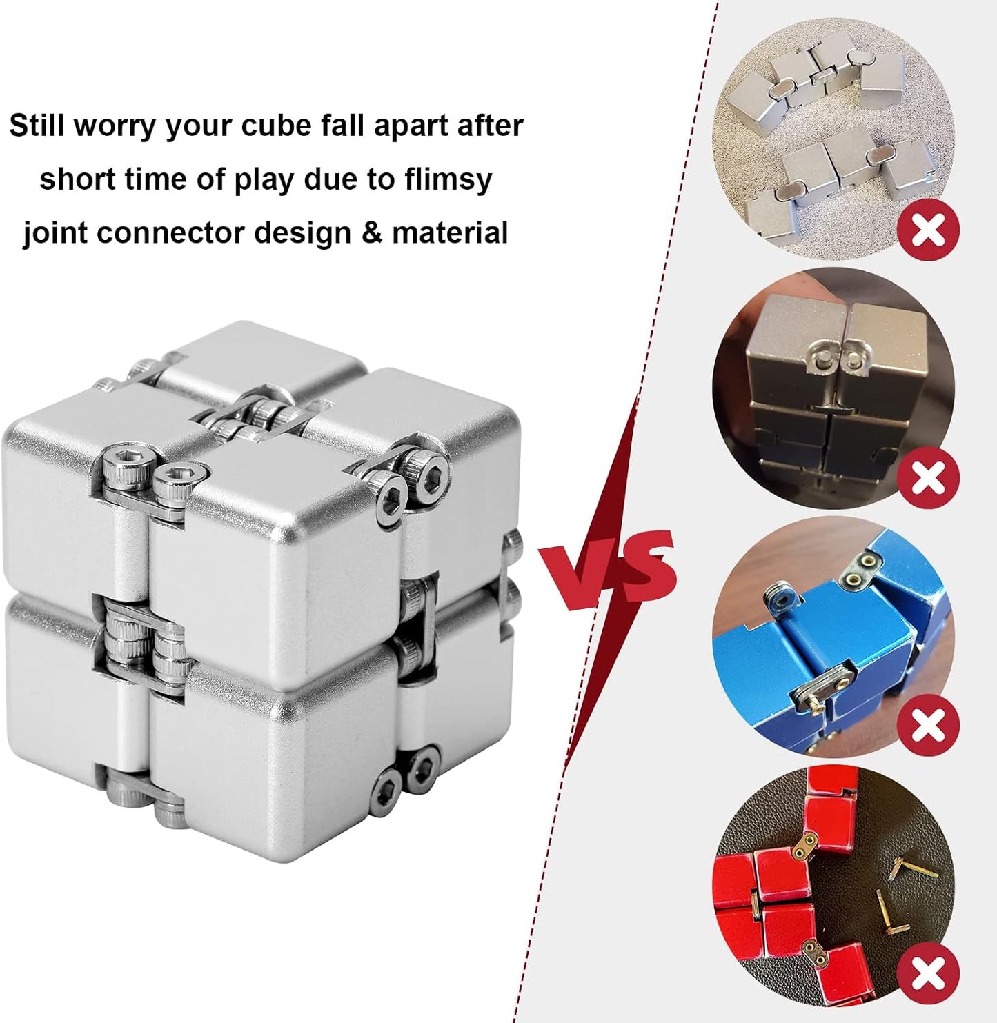 Lifidea Aluminum Alloy Metal Infinity Cube Fidget Cube (6 Colors) Handheld Fidget Toy Desk Toy with Cool Case Infinity Magic Cube Relieve Stress Anxiety ADHD OCD for Kids and Adults (Blue)