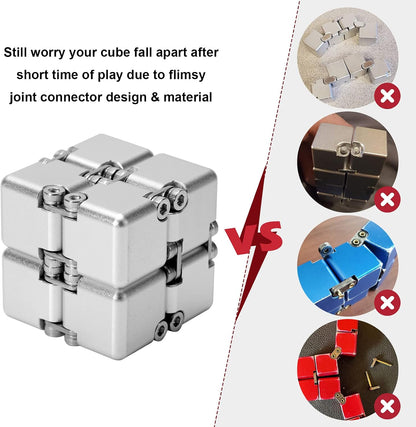 Lifidea Aluminum Alloy Metal Infinity Cube Fidget Cube (6 Colors) Handheld Fidget Toy Desk Toy with Cool Case Infinity Magic Cube Relieve Stress Anxiety ADHD OCD for Kids and Adults (Blue)