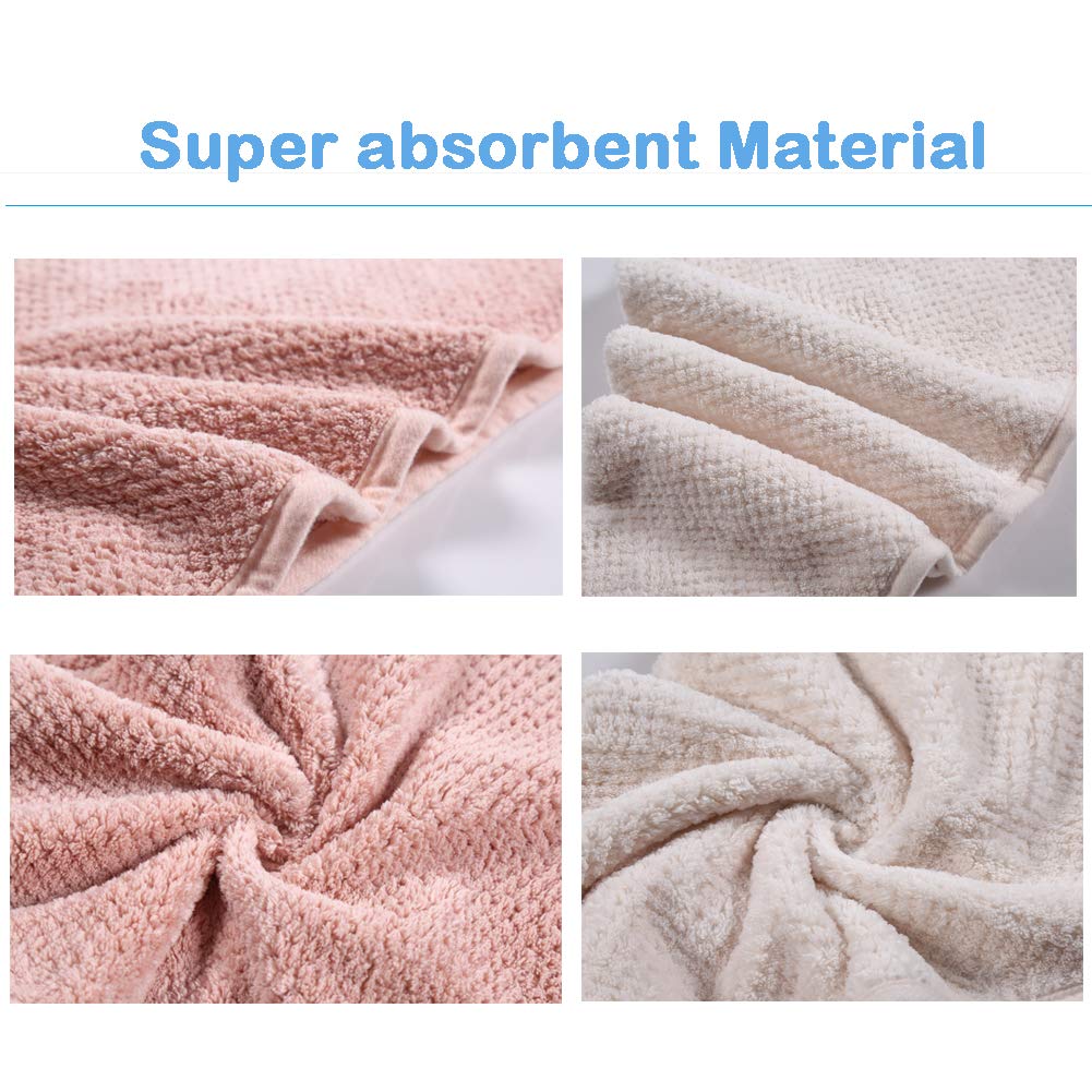 M-bestl 2 Pack Microfiber Hair Towel Wrap,Hair Drying Towel with Button,Quick Dry Hair Towel Turban for Women,Absorbent Anti-frizz Head Towel for Long Thick Curly Hair(Pink&Beige)