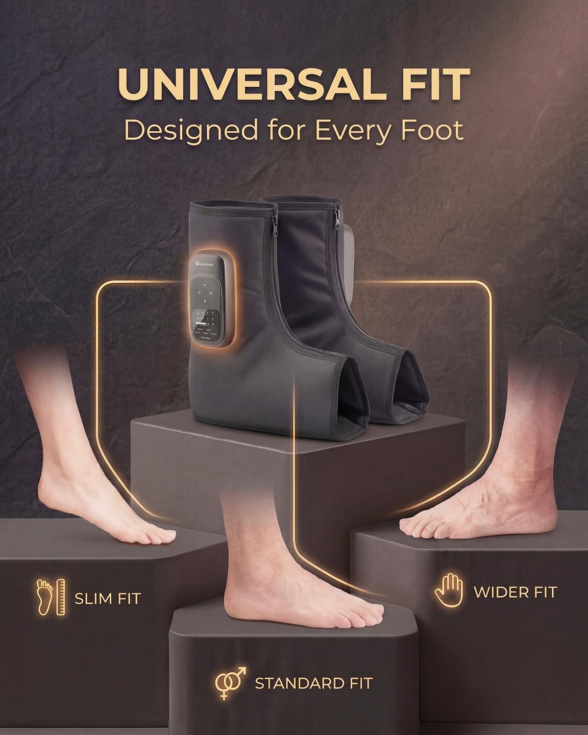Foot Massager with Air Compression and Heat, Portable Cordless Ankle and Calf Massager with 5 Modes & 5 Intensities, Lightweight Compression Boots for Muscle Relaxation