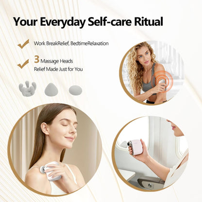 Mini Massage Gun, Portable Deep Tissue Muscle Massager with 4 Heads, Adjustable Speed & Pressure, Quiet Powerful Motor, Rechargeable Handheld Percussion Massager for Neck, Shoulder, Back & Legs Gray