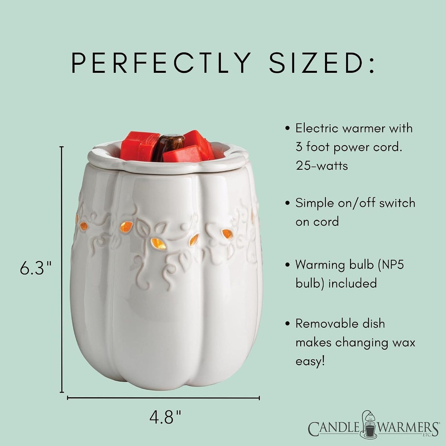 Candle Warmers ETC. Illumination Fragrance Warmer- Light-Up Warmer for Warming Scented Candle Wax Melts and Tarts or to Freshen Room, White Harmony