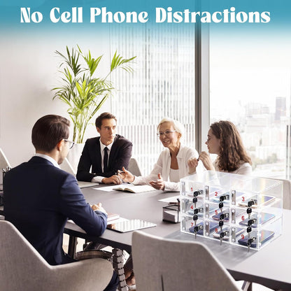 Layhit 20 Slots Cell Phone Locker Box for Classroom Clear Acrylic Cell Phone Storage Cabinet Bin with Door Locks for Classroom School Students Office Factory Employees