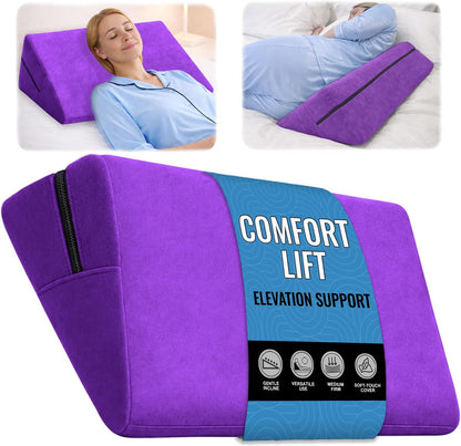 sokoro Bed Wedge Pillow for Sleeping, Small 7 Inch Compact Triangle Wedge Pillow for Acid Reflux, Sleep Apnea & Snoring Relief, Firm Incline for Back Support, Washable Cover (Grey, 24x14x7 in)