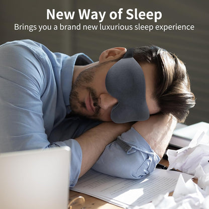 NEWVANGA Sleep Mask for Back and Side Sleeper, Block Out Light, Luxury Sleeping Eye Mask of 3D Night Blindfold, Zero Pressure Breathable Travel Eye Cover Black