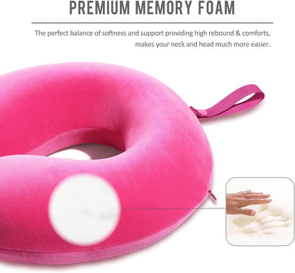Travel Pillow Memory Foam for Airplanes - Neck Pillow for Traveling, Car, Home, Flight Pillow for Sleeping with Attachable Snap Strap Soft Washable Cover, Provide Head Neck Support Rest, Dark Gray