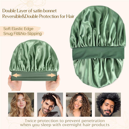 YANIBEST Silk Bonnet for Men Women Hair Bonnet for Sleeping Double Layer Satin Bonnet for Natural Curly Hair Unisex Sleep Cap