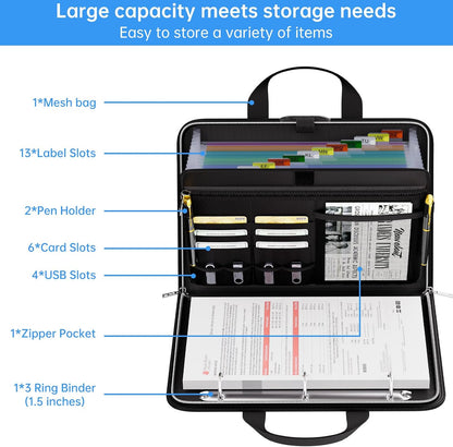 Tamfile Fireproof Accordion File Folder with Handle, Document Organizer