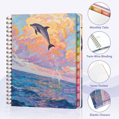 Planner 2026-2027, Weekly and Monthly Calendar Planner, JUL 2026 - JUN 2027 | Academic Year, Daily Agenda Book, A5(6.3'' x 8.5''), Sprial Bound, Inner Pocket, Office School Use