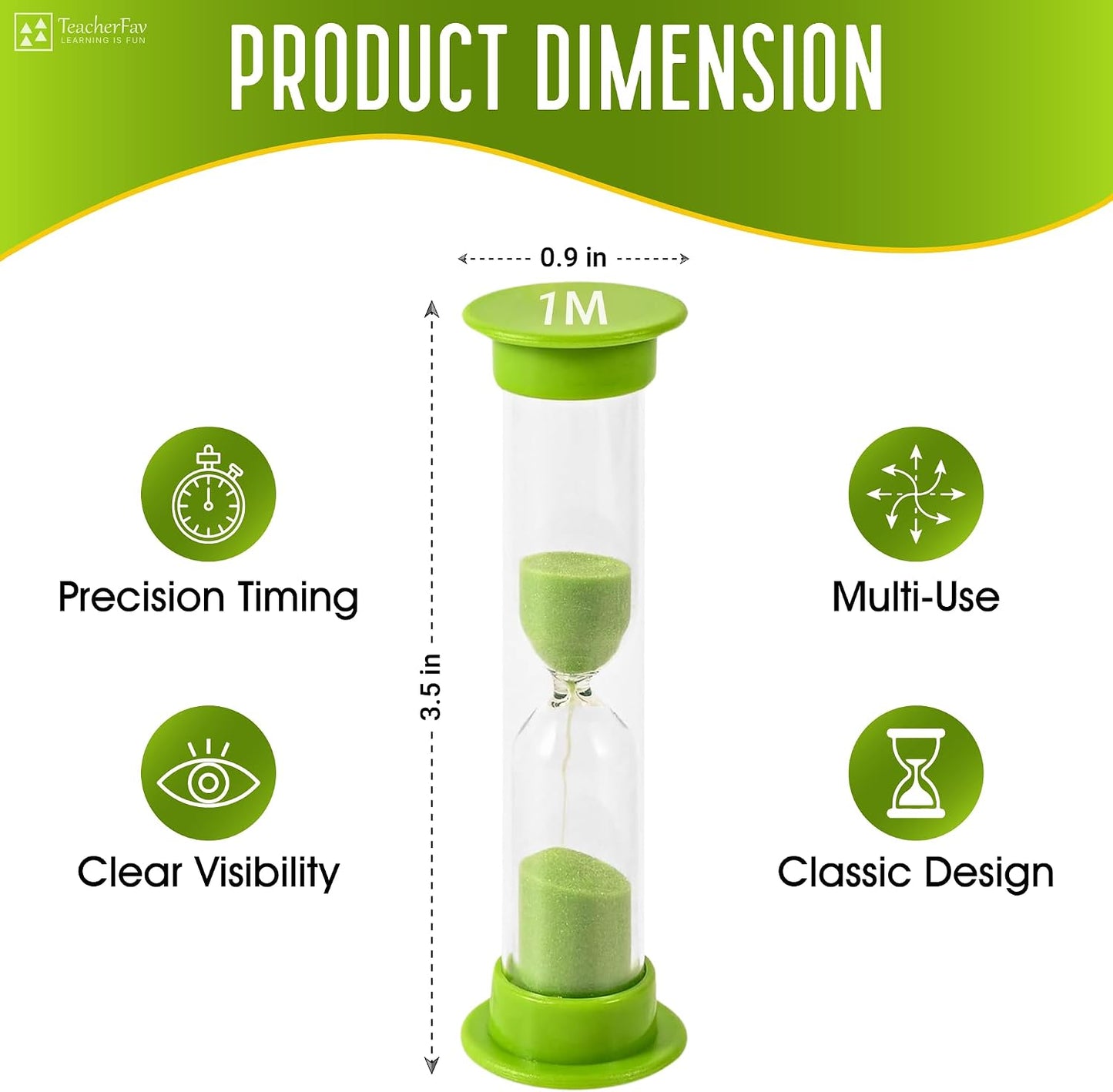 Sand Timer for Kids Set of 3 Small Colorful Hourglass Acrylic Covered Clock 1Min 2Min 5Min for Classroom, Home & Kids Room