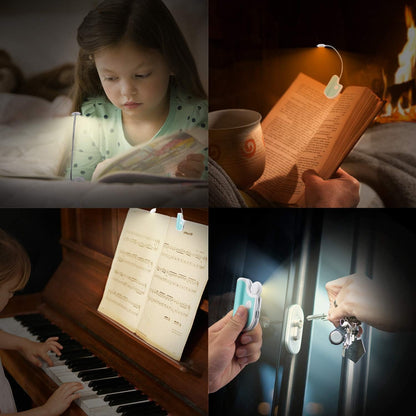 Amber Reading Light Rechargeable, Book Light Kids for Reading in Bed, Clip On Reading Book Light, 2 Lighting Modes, Blue Light Blocking for Eye-Care, Small Bookmark Light for Bookworm-Violet