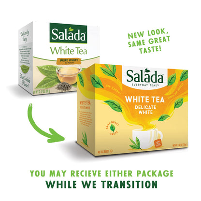 Salada White Tea Delicate White Tea with 40 Individually Wrapped Tea Bags Per Box (Pack of 6) Contains Caffeine Brew Hot Naturally Flavored