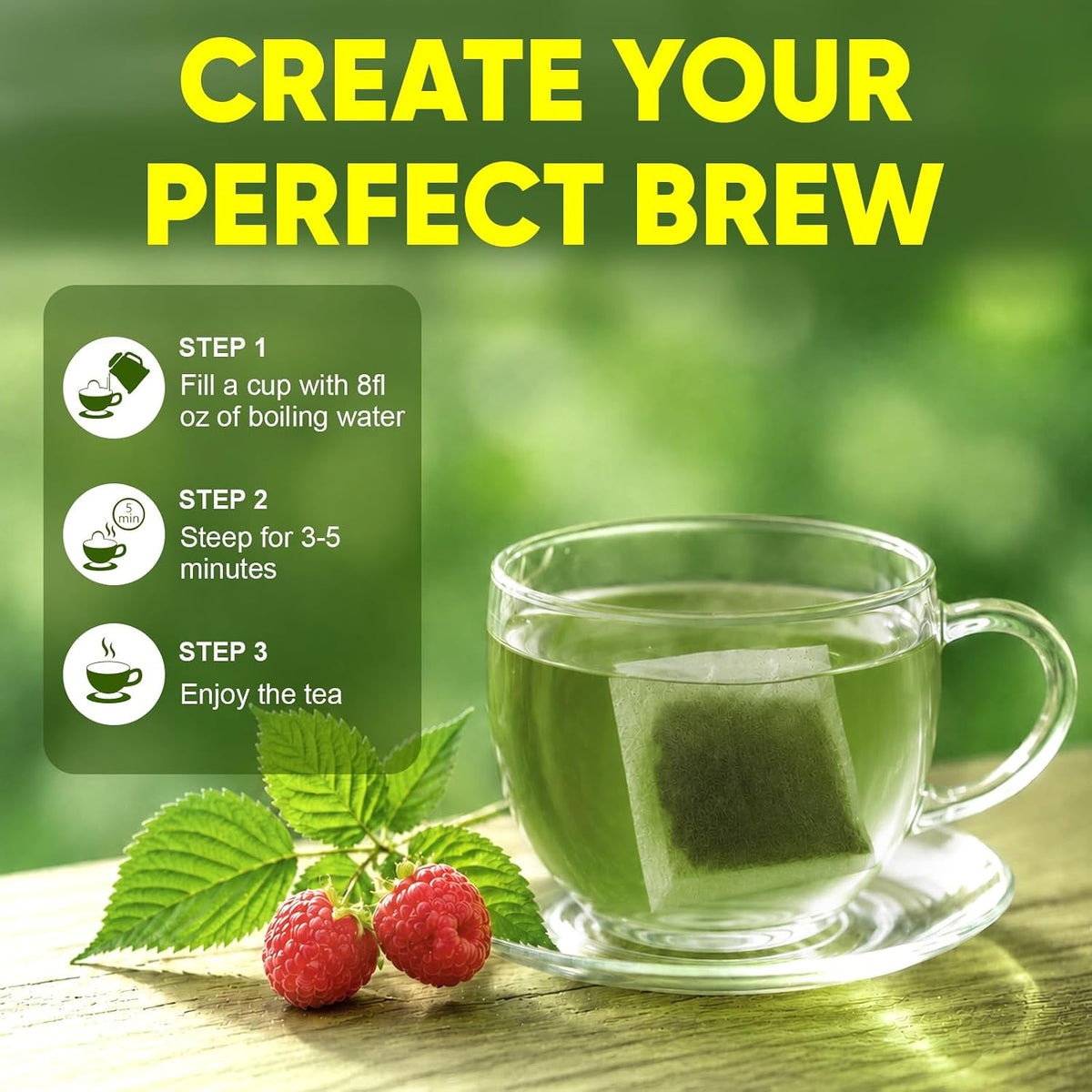 TEAWOO Red Raspberry Leaf Tea, Herbal Tea Bags