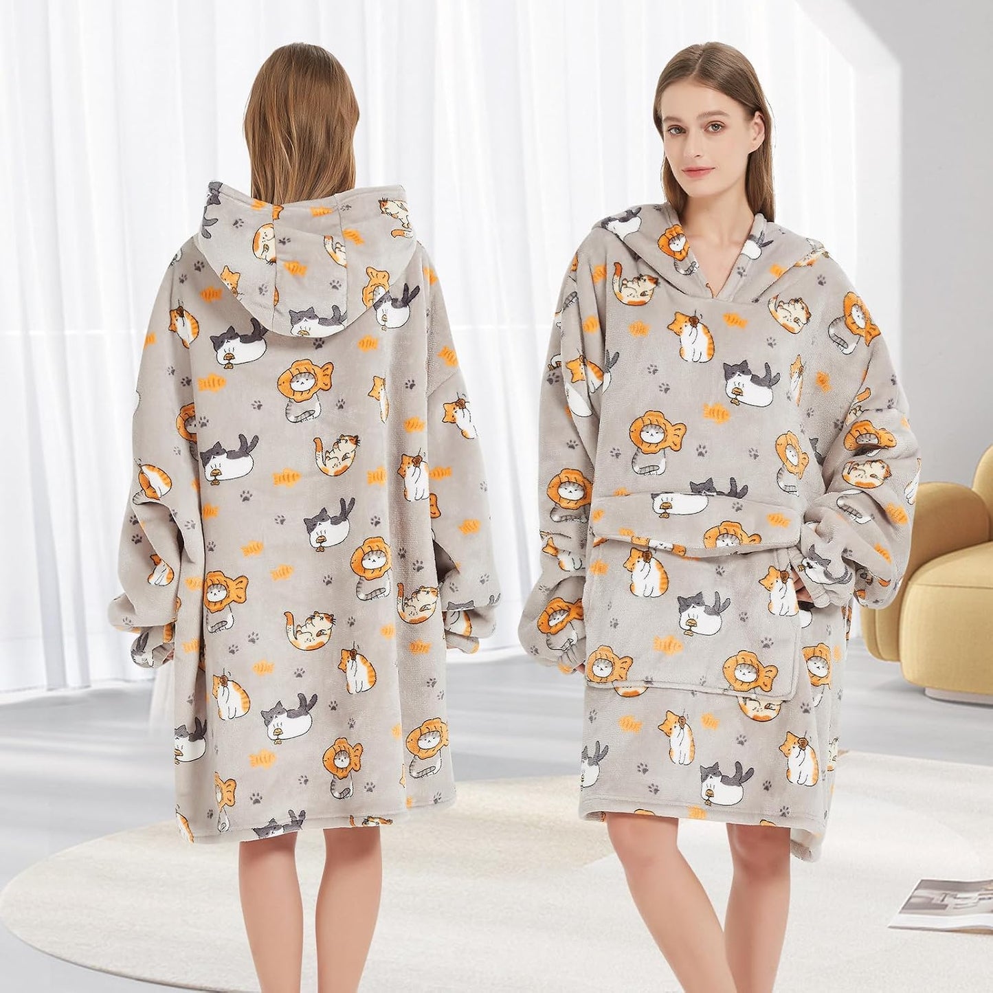 Fiosnow Sun and Moon Blanket Hoodies for Women and Men Adult Oversize Wearable Blanket Hoodies for Soft and Warm