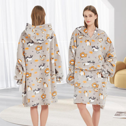 Fiosnow Sun and Moon Blanket Hoodies for Women and Men Adult Oversize Wearable Blanket Hoodies for Soft and Warm