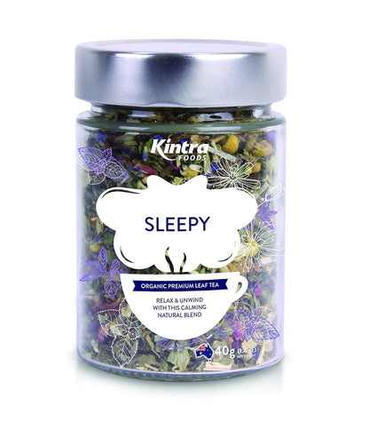 Kintra Foods Sleepy Loose Leaf Herbal Tea, 40g (40 Servings) | Loose Leaf Tea with Chamomile and Lavender Flowers | Calming Blend for Relaxation & Restful Sleep | Caffeine-Free, No Additives, No Sugar