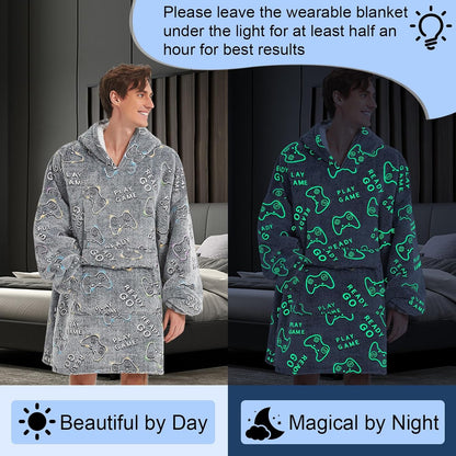 Mewkou Wearable Blanket Hoodie for Adult,Oversized Sherpa Fleece Blanket Hoodie for Women Men,Grey