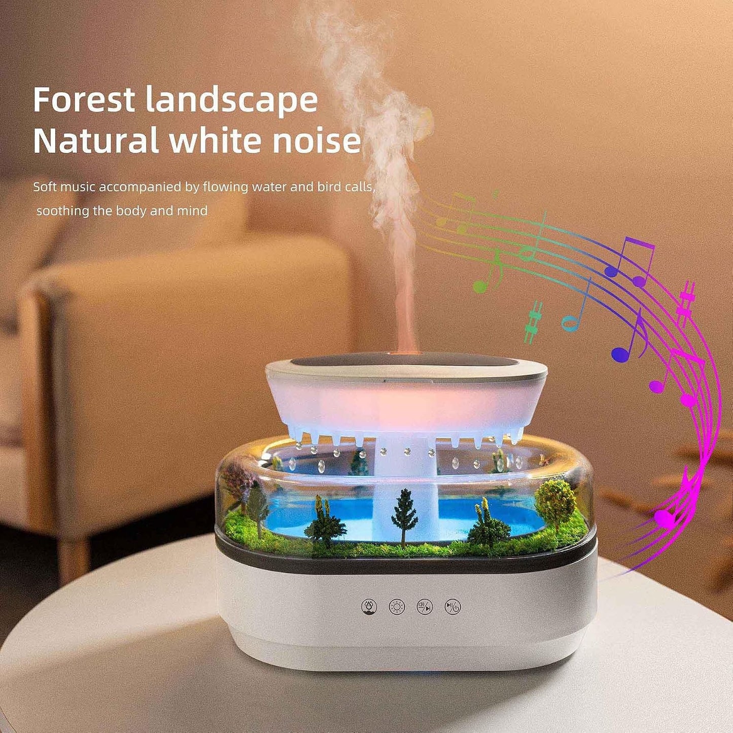 Raindrop 250ML Essential Oil Diffuser Aromatherapy Humidifier - Large Opening Tank, Natural White Noise, Colorful Lights, Fine Atomization, Quiet Operation for Bedroom/Living Room/Office