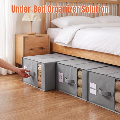 Large Bed Sheet Organizers and Storage for Linen Closet, Grey