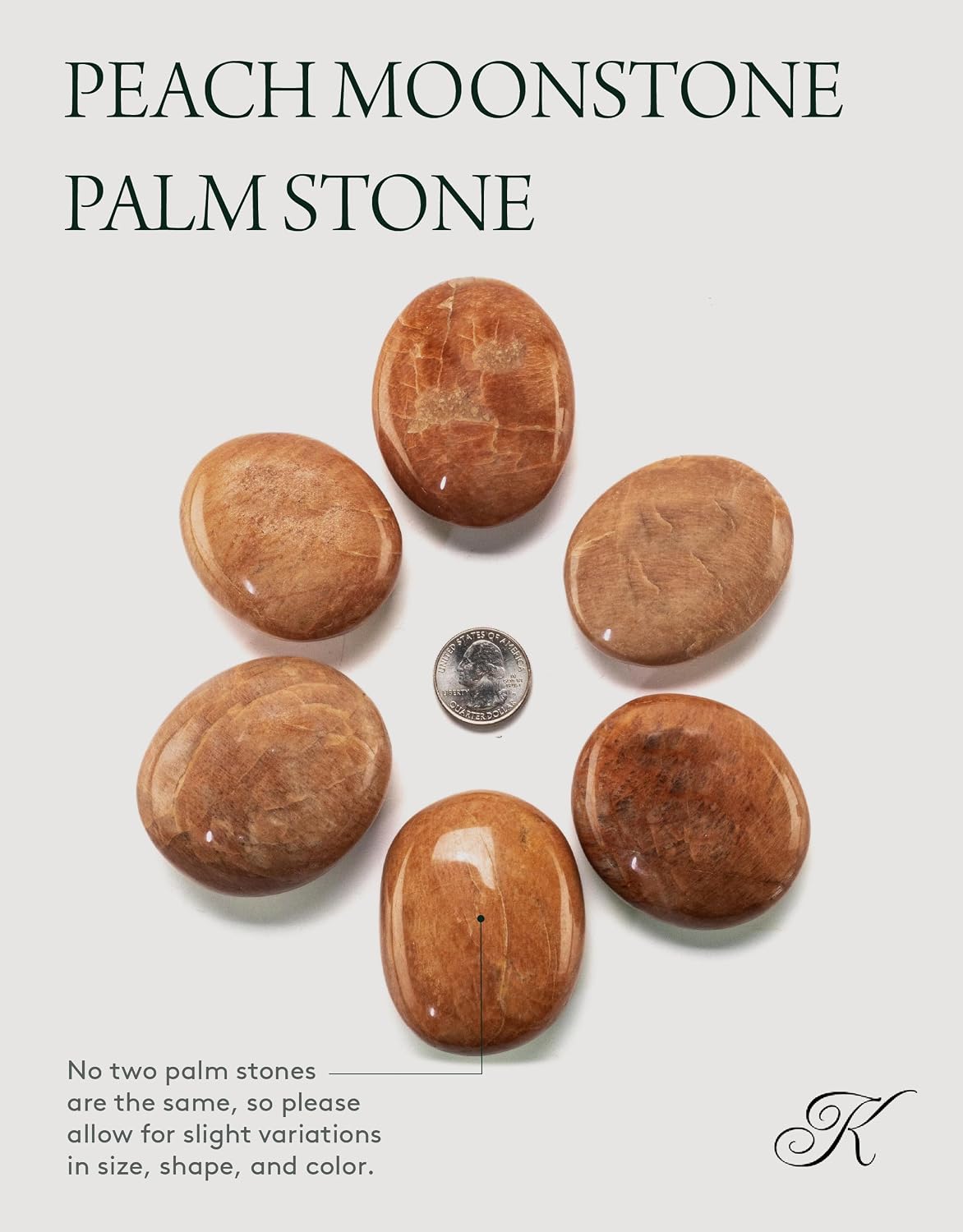 KALIFANO Palm Stone with Healing & Calming Effects - AAA+ Grade High Energy Worry Stone with Information Card - Reiki Crystal Used for Courage (Family Owned and Operated)