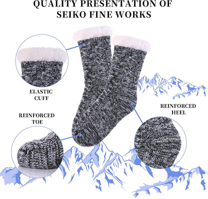 SDBING Women's Winter Super Soft Warm Cozy Fleece Lined Fuzzy Slipper Socks with Grippers