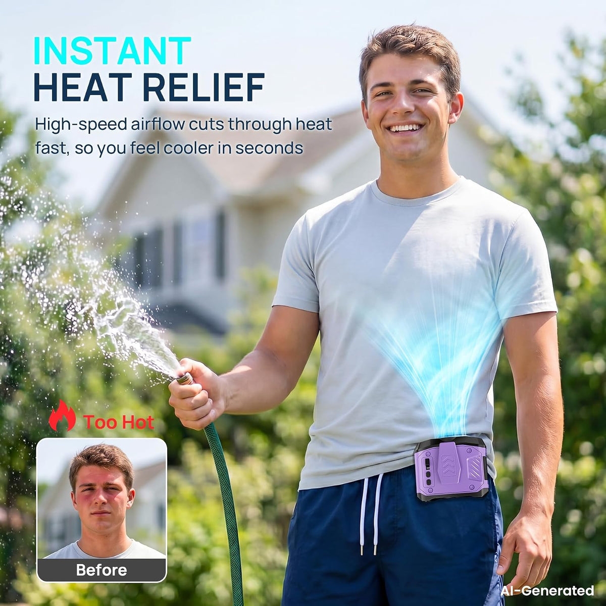 AJVV Portable Waist Fan Wearable Belt Fan Clip on Fan for Shirt, 40H Max Personal Cooling, for Camping, Outdoor, Jobsite, Travel (Off-white)